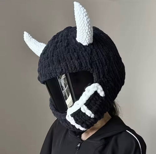 Black and white horns drool